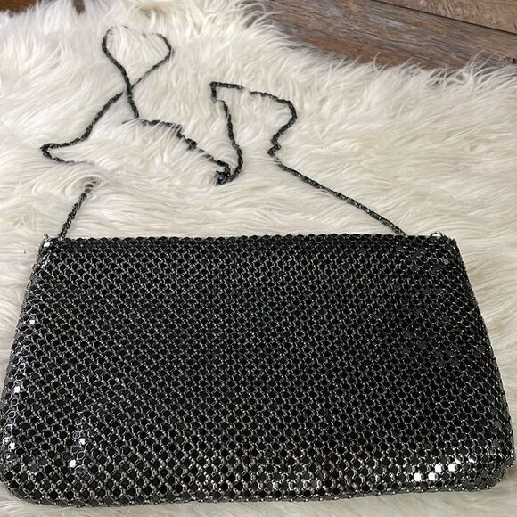Marlo Mesh Black Evening Shoulder Bag with Black Chain Strap - Picture 2 of 8